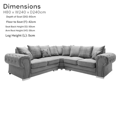Verona Chester Fields 5 Seater Luxurious Fabric Sofa