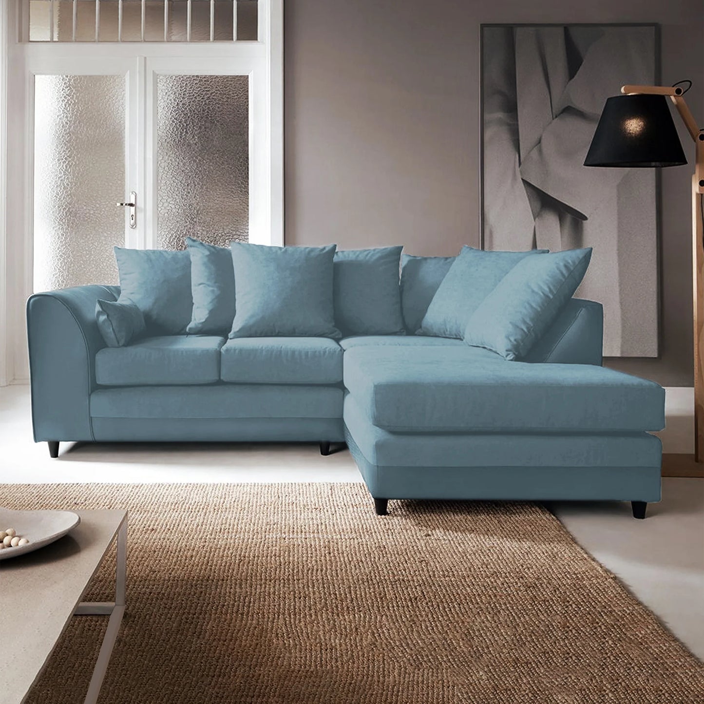 Dylan Plush Velvet 4 Seater Single Arm Left Right Hand Corner Sofa