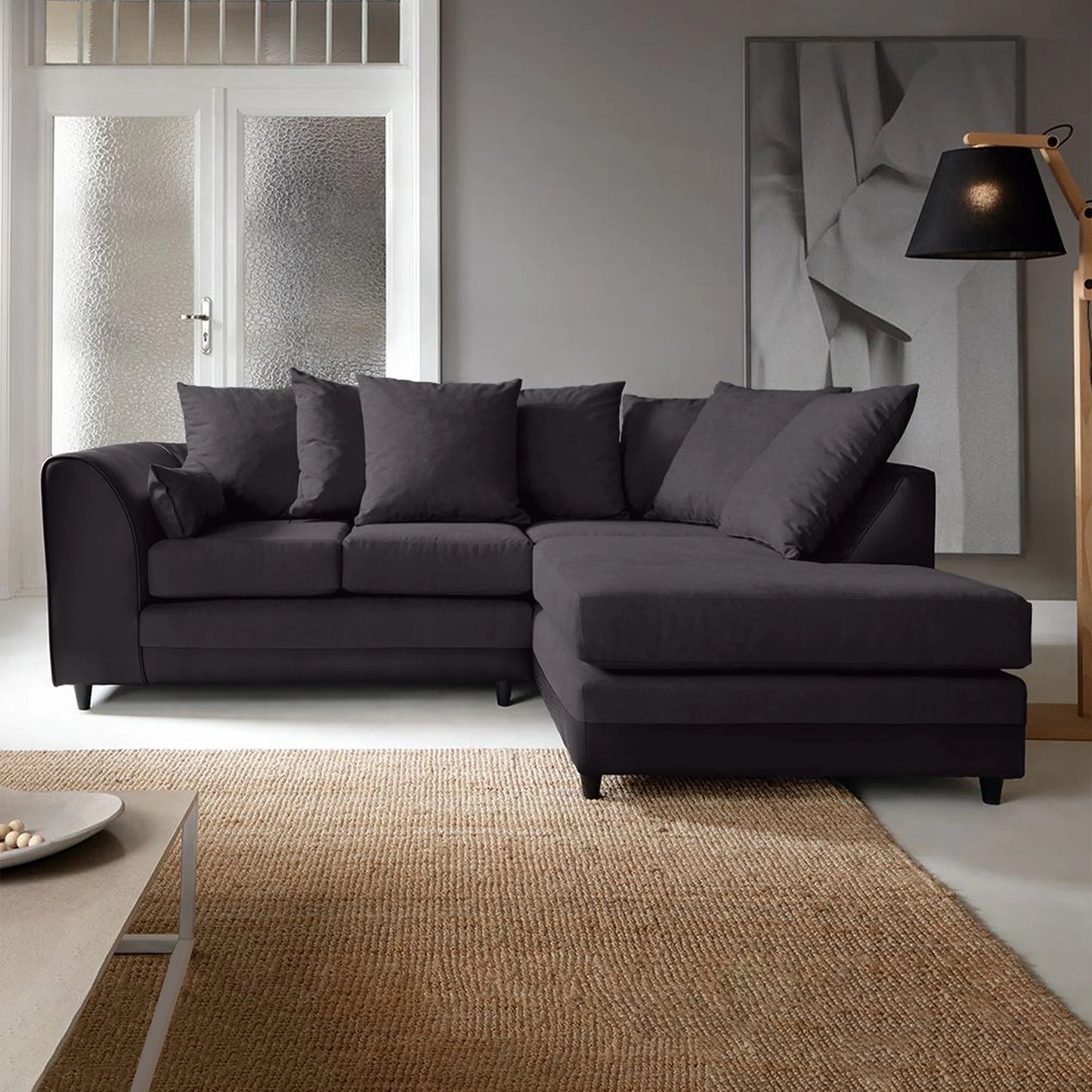 Dylan Plush Velvet 4 Seater Single Arm Left Right Hand Corner Sofa