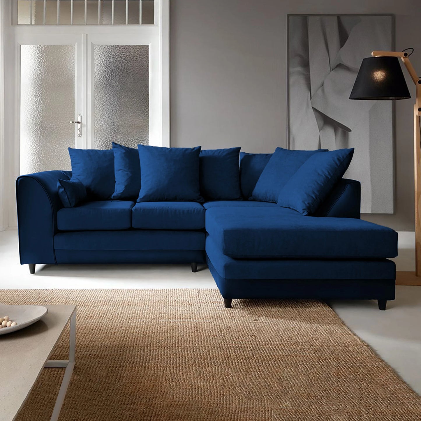 Dylan Plush Velvet 4 Seater Single Arm Left Right Hand Corner Sofa